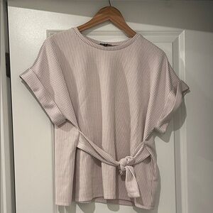 Express Striped pink white Women's Top with tie size medium